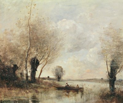 Kalastajat ankkuroituivat pankkiin tekijältä Jean Baptiste Camille Corot